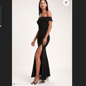 Lulu’s Aveline Off-Shoulder Glam Black Dress